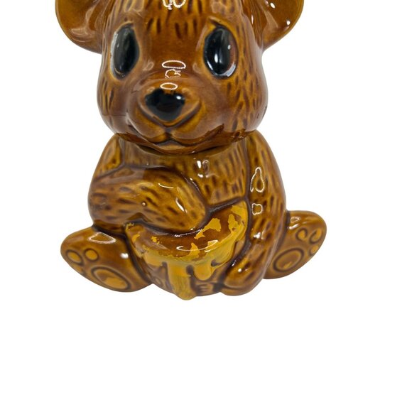 Vtg Ceramic Brown Bear Honey Jar Removable Head - Picture 3 of 8